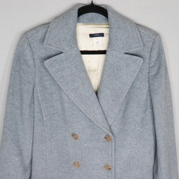 J Crew Gray Wool Cashmere Blend Long Peacoat Womens Size T6 - Picture 2 of 10